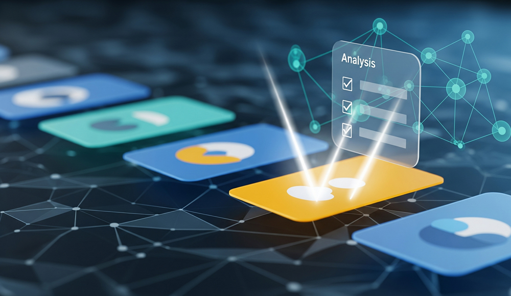 Person researching app development companies on a laptop